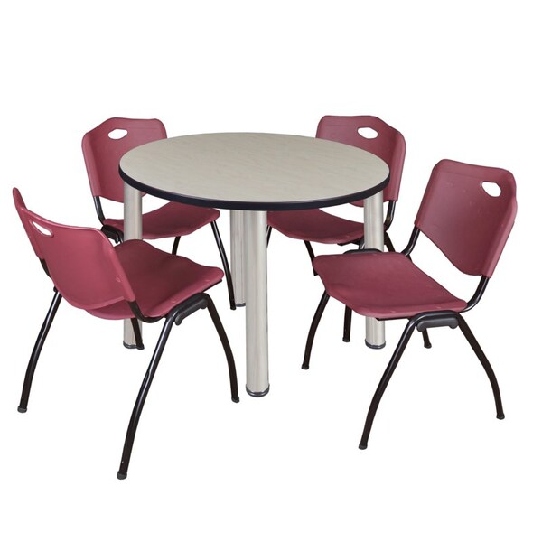 Kee Kee Round Table & Chair Set, Wood, Metal, Plastic Top, Maple TB36RNDPLBPCM47BY - main
